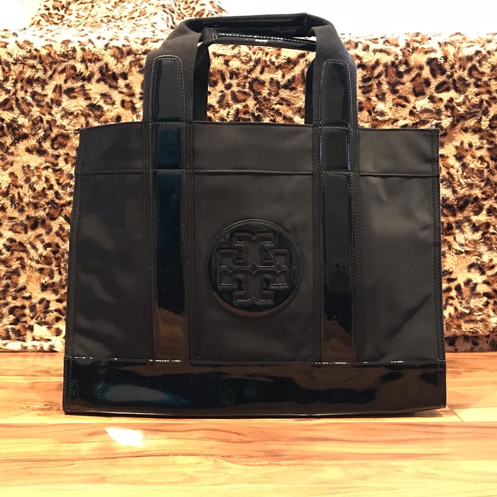 Tory Burch Ella Nylon Black Tote